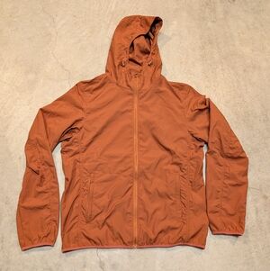 Uniqlo Men's M Orange Hooded Windbreaker Full Zip Lightweight